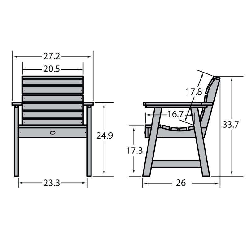 Chaise de patio avec accoudoirs Cecillia, Teck côtier