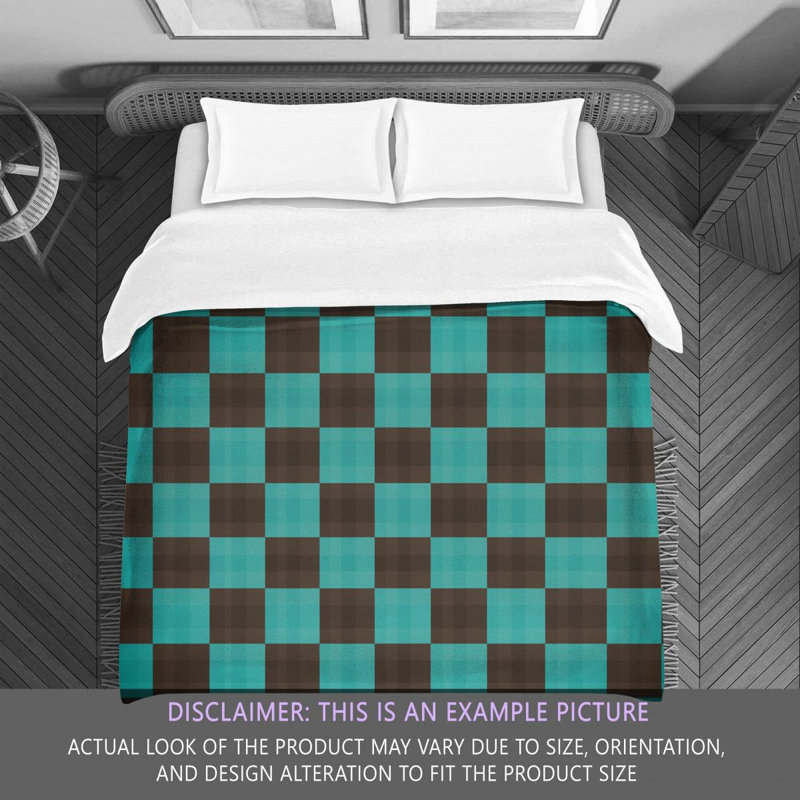 Gingham Comforter, Brown/Teal, King Comforter