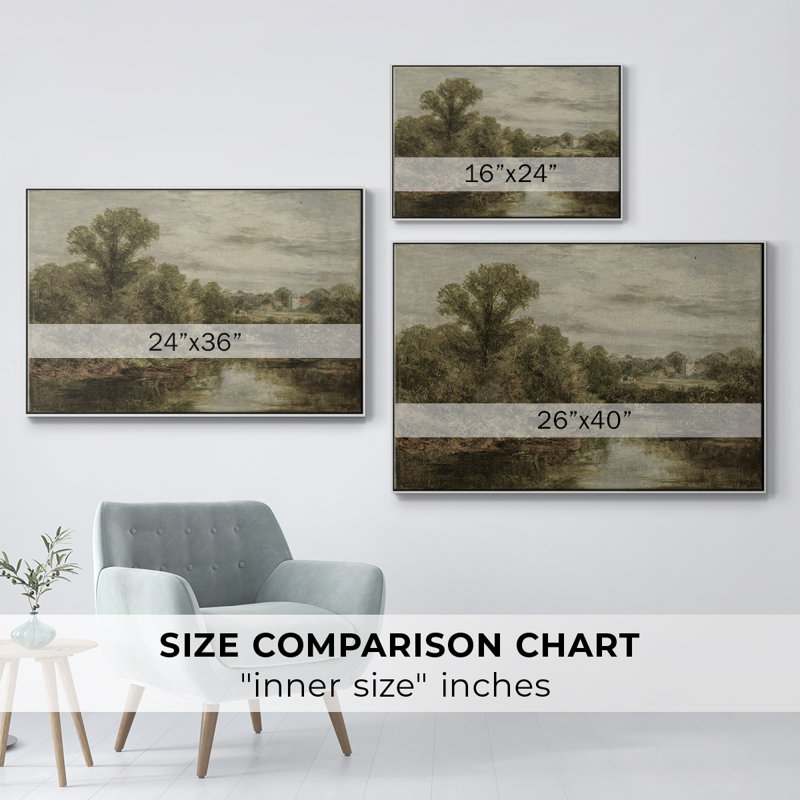 Paysage rétro - DCCCI, Toile encadrée flottée blanche, H 17 po x l 25 po x P 2 po