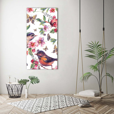 Birds Butterflies Flowers - Wrapped Canvas Print