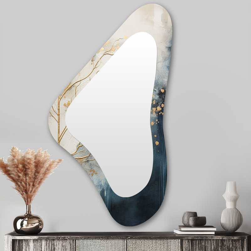 Abstract Minimalism River Forest - Forest River Metal Art Decor - Traditional Irregular Wall Mirror