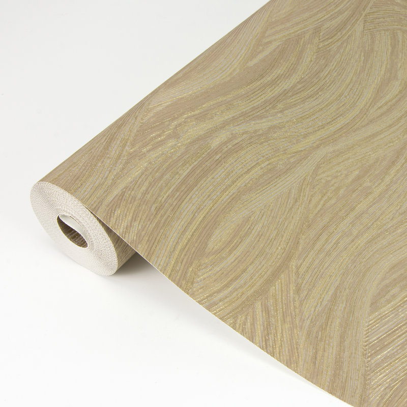 Leith Zen Waves 20.9' L x 33" W Wallpaper Roll, Gold
