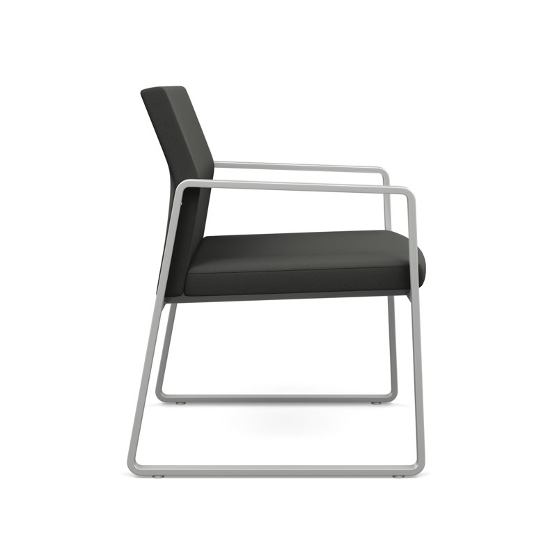 Chaise d'invité surdimensionnée Gansett, Tissu graphite Open House, Argent
