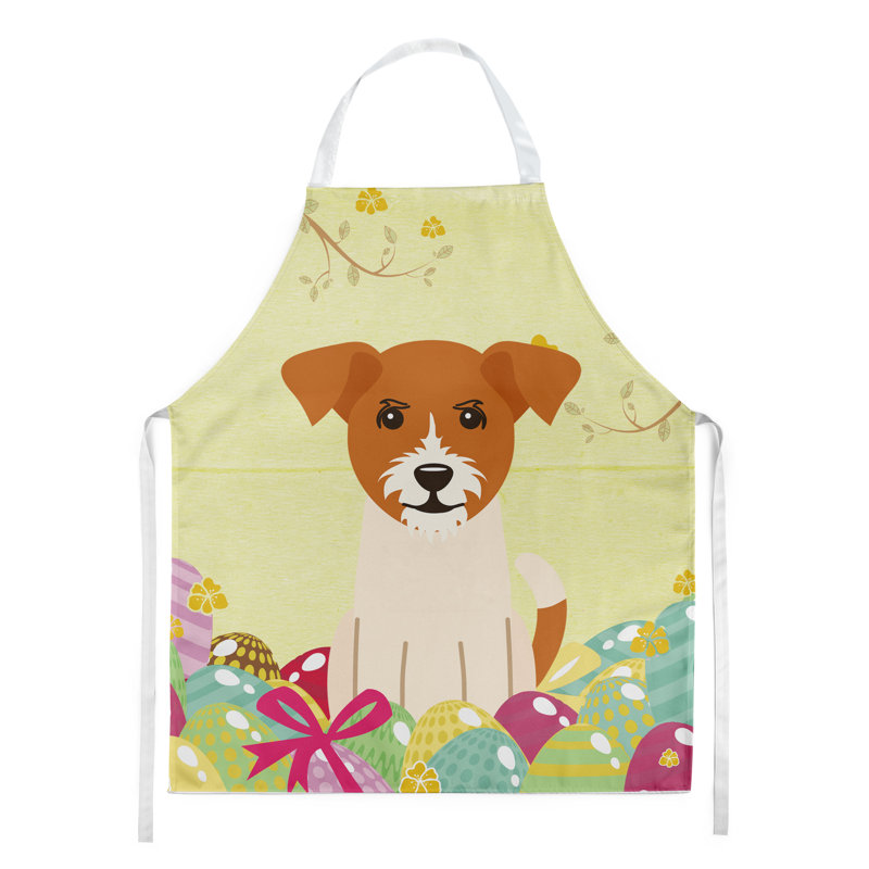 Tablier œufs de pâques, Jaune / brun clair / blanc, Jack Russell terrier