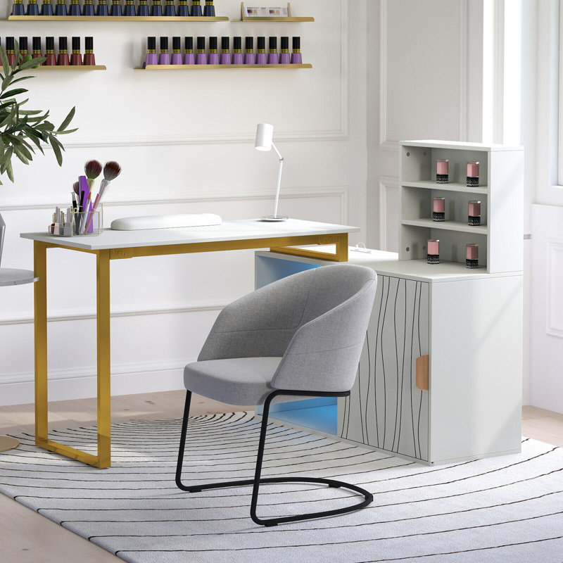 Table de manucure en forme de L blanche Everly Quinn