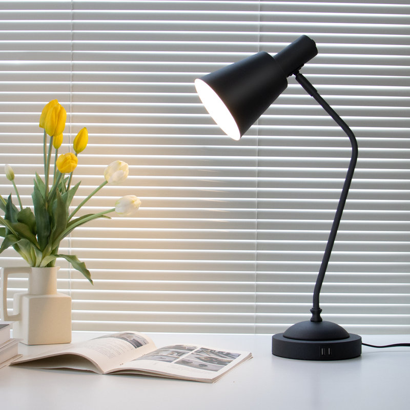 Dimmable Table Lamp With Usb And Touch Control, Black