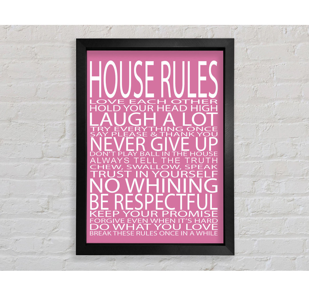 Eisenhart Family Quote House Rules Love Each Other Pink Framed Print Wall Art