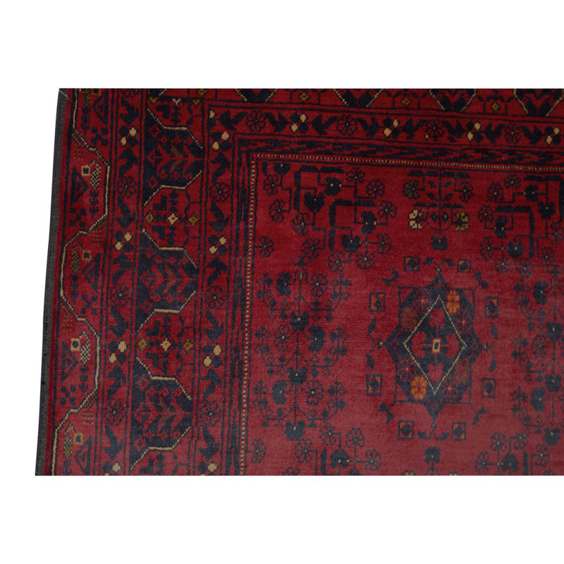 Tapis unique en laine noué à la main marron / noir / rouge 3 pi 3 po x 5 pi