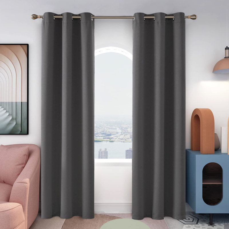 Thermal Insulated Room Darkening Grommet Curtain Panels (Set of 4), 42" W x 108" L, Dark Gray