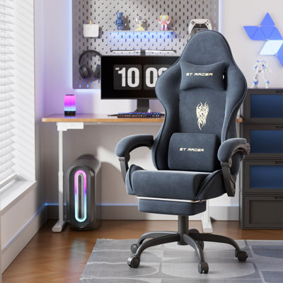 Fauteuil de jeu ergonomique en velours avec repose-pieds Soontrans