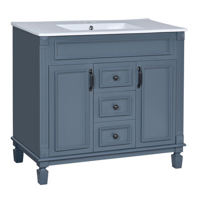 Bathroom Vanity With Single Sink, Modern Bathroom Storage Cabinet With 2 Soft Closing Doors And 2 Drawers, Bathroom Vanity For Home
