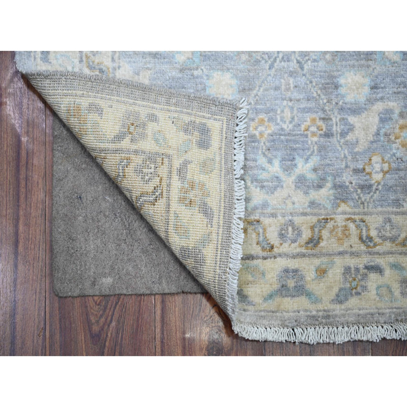 Tapis de couloir bleu en laine noué à la main 2 pi 7 po x 9 pi 6 po ACEA 60A45A83960409284F2EC9A745544C0