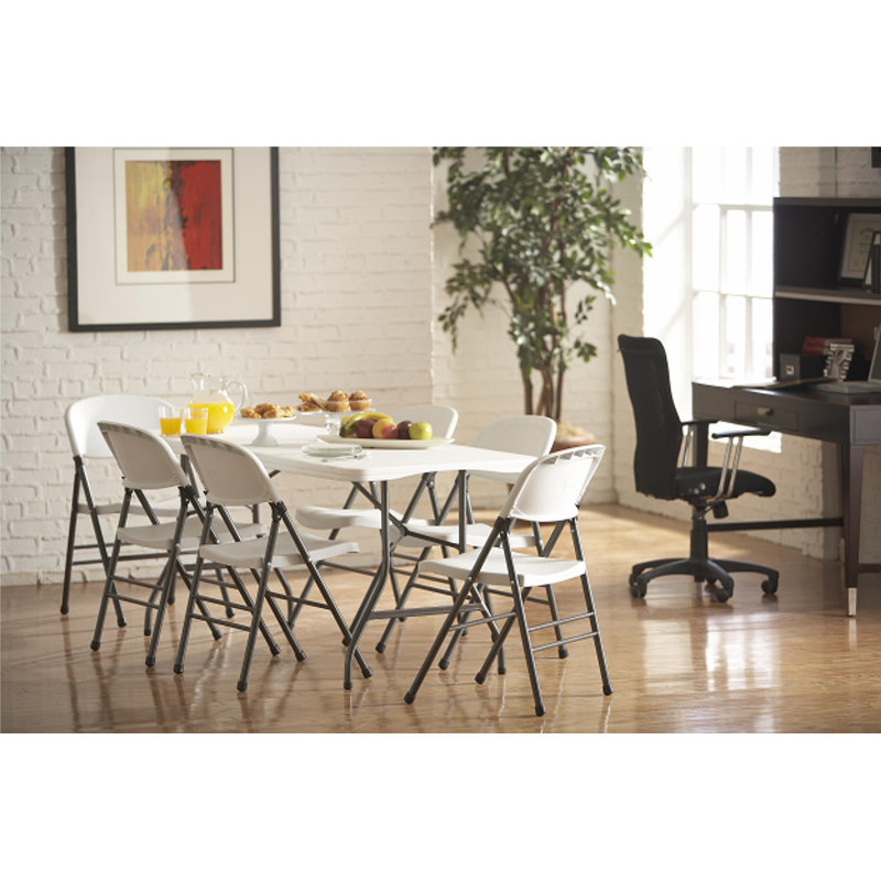 COSCO 6 ft. Fold-in-Half Banquet Table with Handle, White