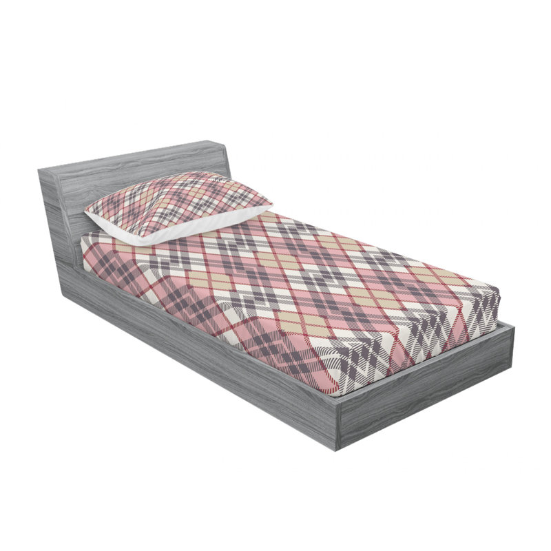 Ensemble de draps en microfibre géométrique, Ensemble de draps pour lit simple TG avec drap-hou, Scottish Effects Plaid