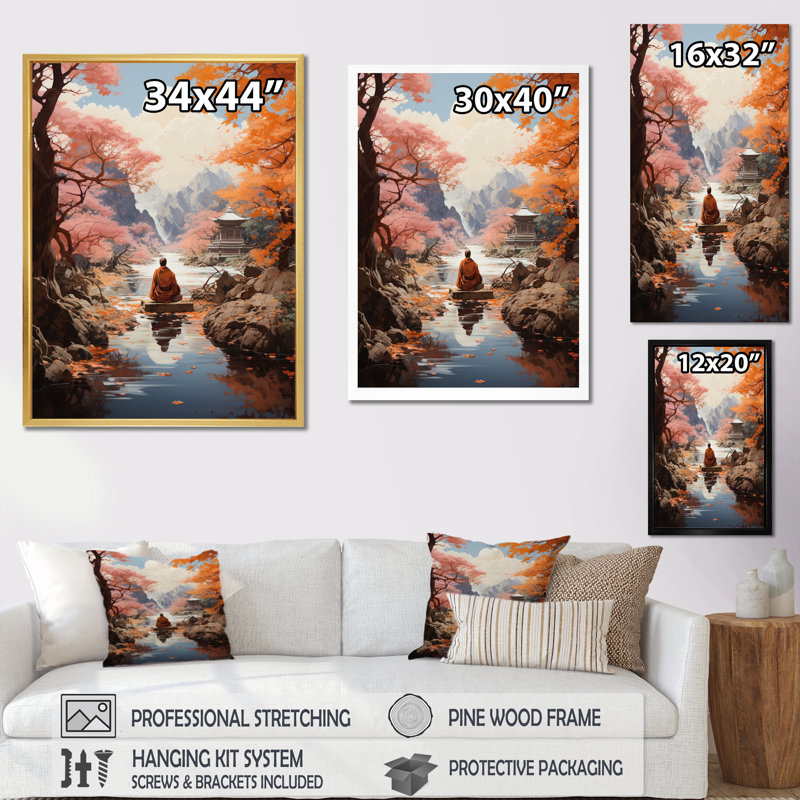 «Jabahri Pink Buddhism Buddhist Enlightenment», reproduction sur toile, H 40 po x l 30 po x P 1,5 po, Cadre photo noir