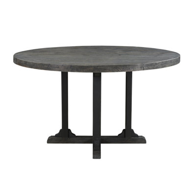54" Black Solid Wood Dining Table