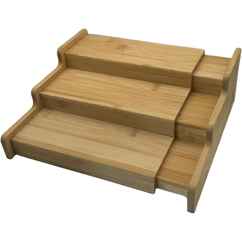 Freestanding Bamboo Spice Rack with Adjustable Racks