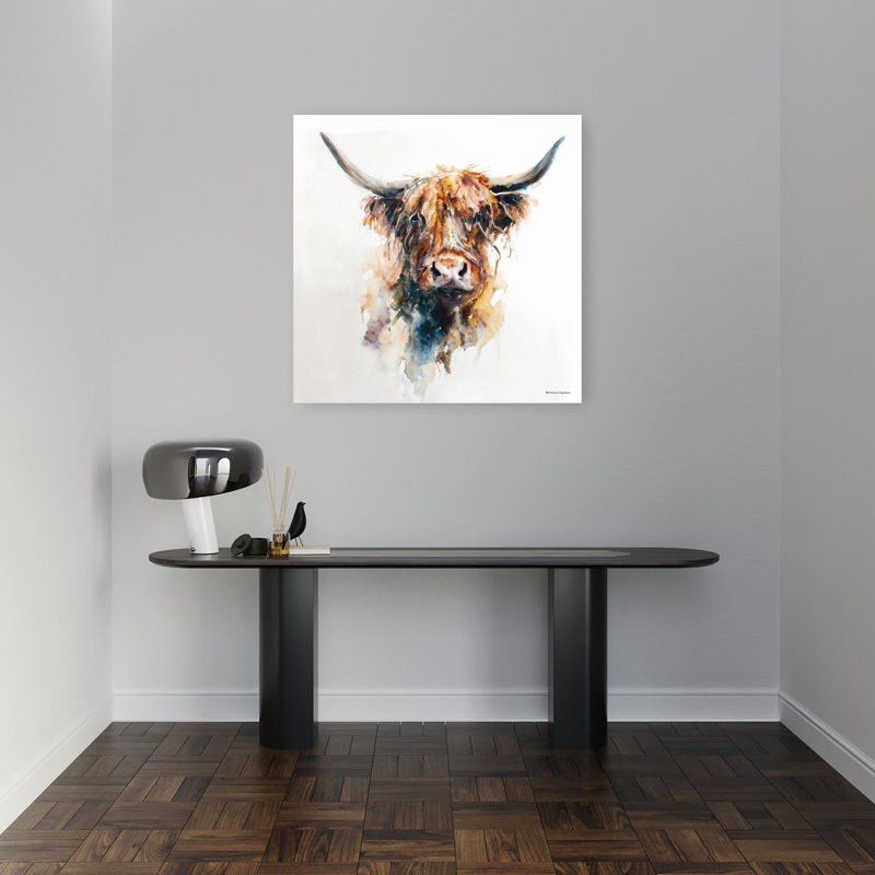 Vache avec une frange, art contemporain abstrait, 32" H x 32" W