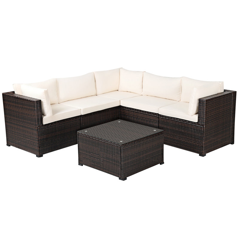 Aibhlinn 5 - Person Patio Conversation Set with Cushions, Beige