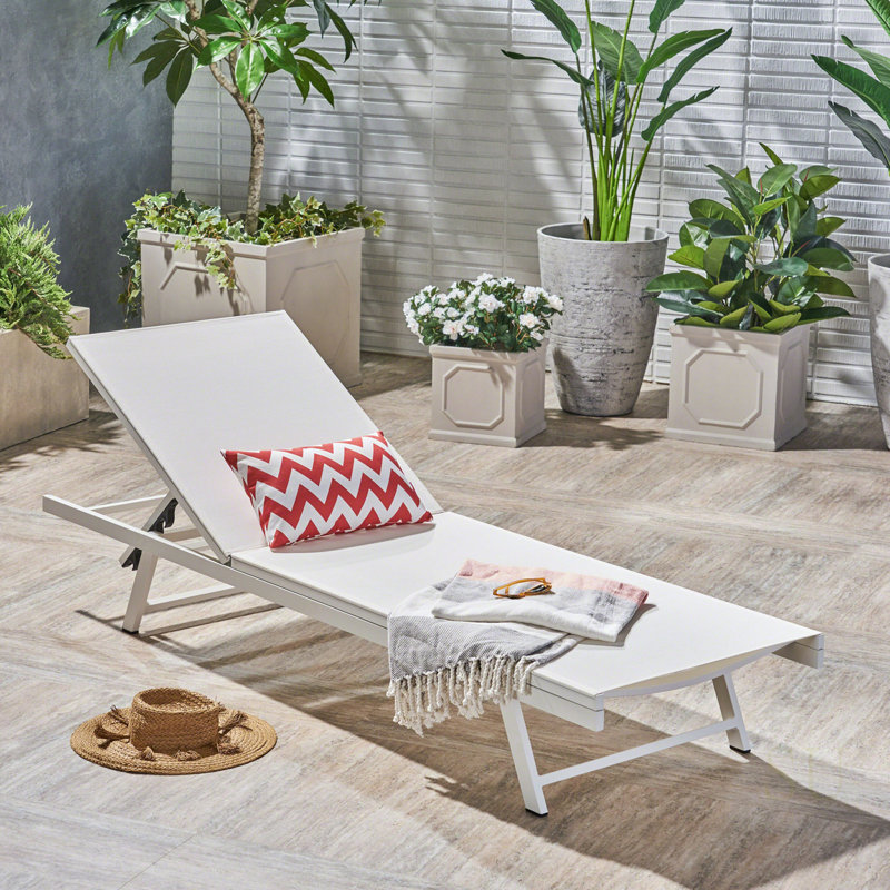 Salton Chaise Lounge, Patio Loungers For Sunbathing And Poolside Relaxation With Durable Outdoor Mesh And Aluminum Frame