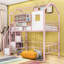 Lit mezzanine simple en métal avec toit-1306863260