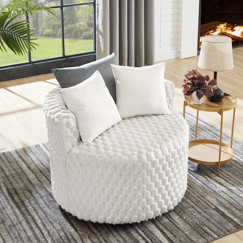 Fauteuil d'appoint rembourré avec roulettes, Blanc cassé