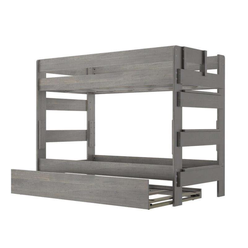 Decimus Kids Twin Over Twin Bunk Bed with Trundle, Driftwood