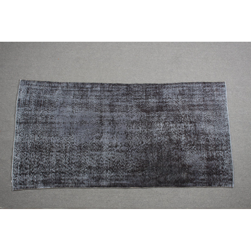 Tapis turc rétro noir rétro Anatolian idéal pour rehausser le décor d'un salon ou d'un salon