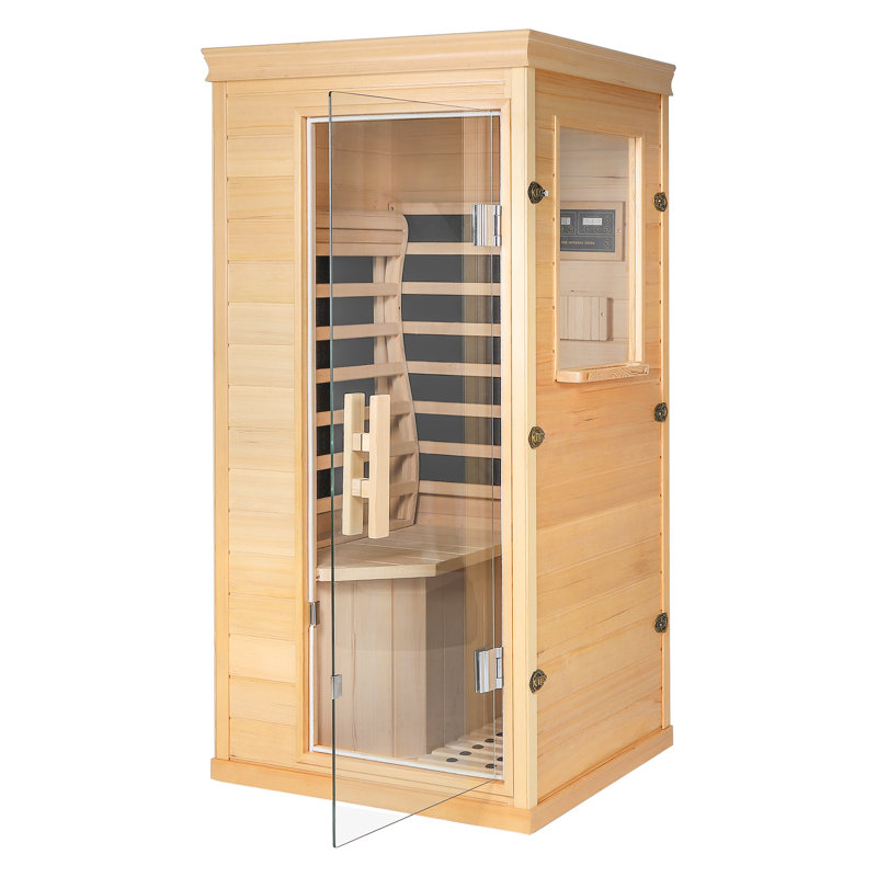 1-Person Infrared Home Sauna with Backrest,Indoor Dry Sauna for Home Use,Heater Panels & Bluetooth Speaker