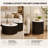 20" Round End Table with Storage, Faux Marble Top Fluted Drum Side Table
