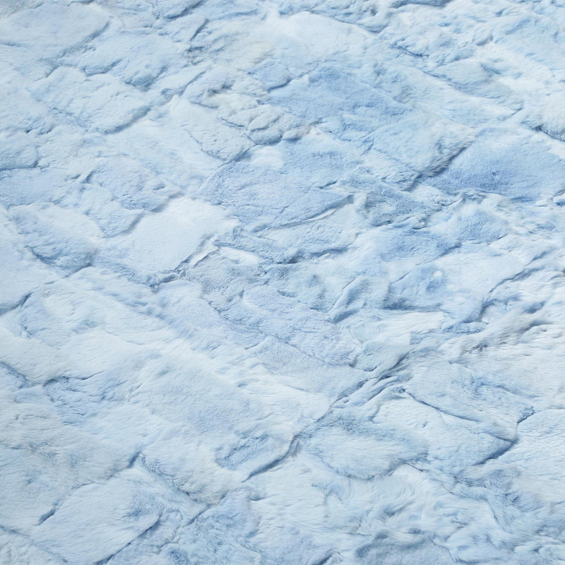 Tapis en fourrure de lapin Rex Ice Blue_2X3ft, Rectangulaire 2 pi x 3 pi