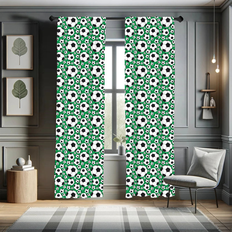 Soccer Semi-Sheer Rod Pocket Sliding Panel, 28" x 63"
