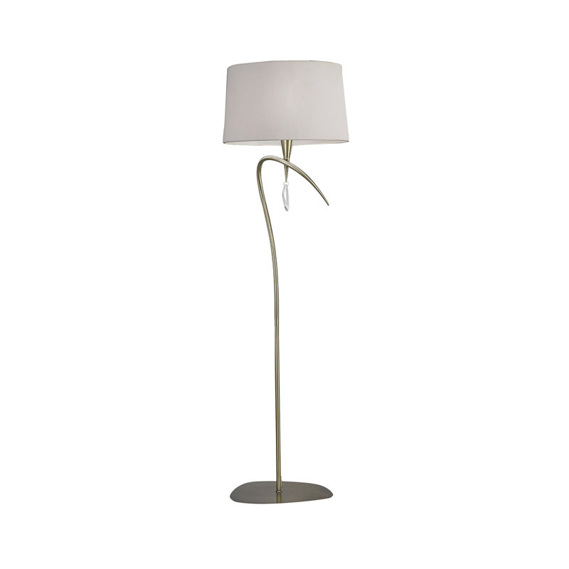 Eurich 178cm Traditional Floor Lamp, Antique Brass, Ivory White