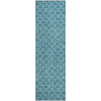 Premium Machine Washable Prisco Teal Rug