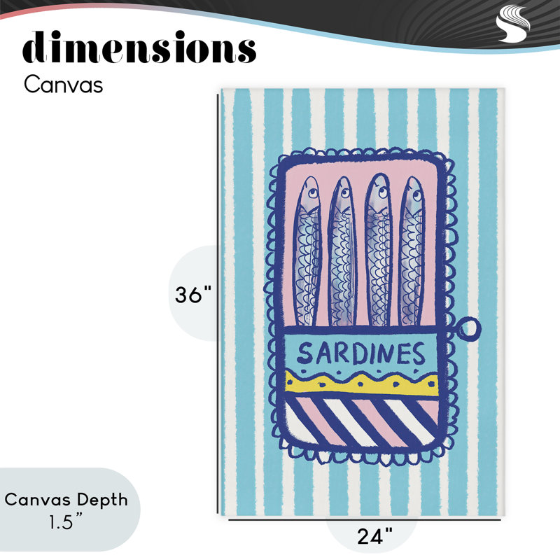 Toile pastel et rayures sardines, design par Florentina Dolci, H 36 po x l 24 po