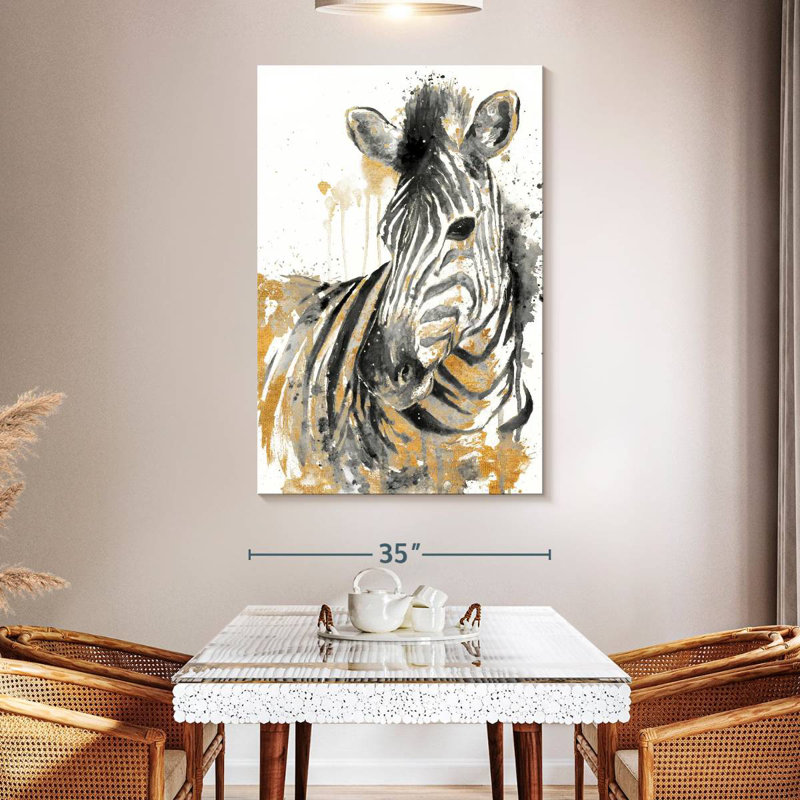 Brampt Water Zebra With Gold, 51" H x 34" W