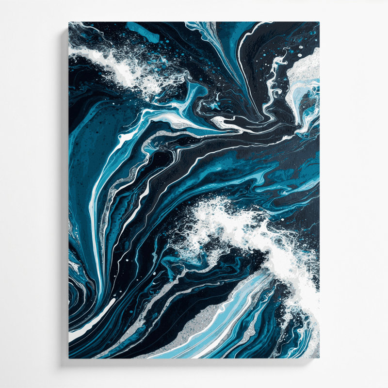 Abstrait art fluide sur toile grise 1, H 14 po x l 11 po