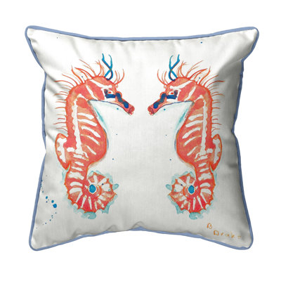 Coral Sea Horses Indoor/Outdoor Throw Pillow
