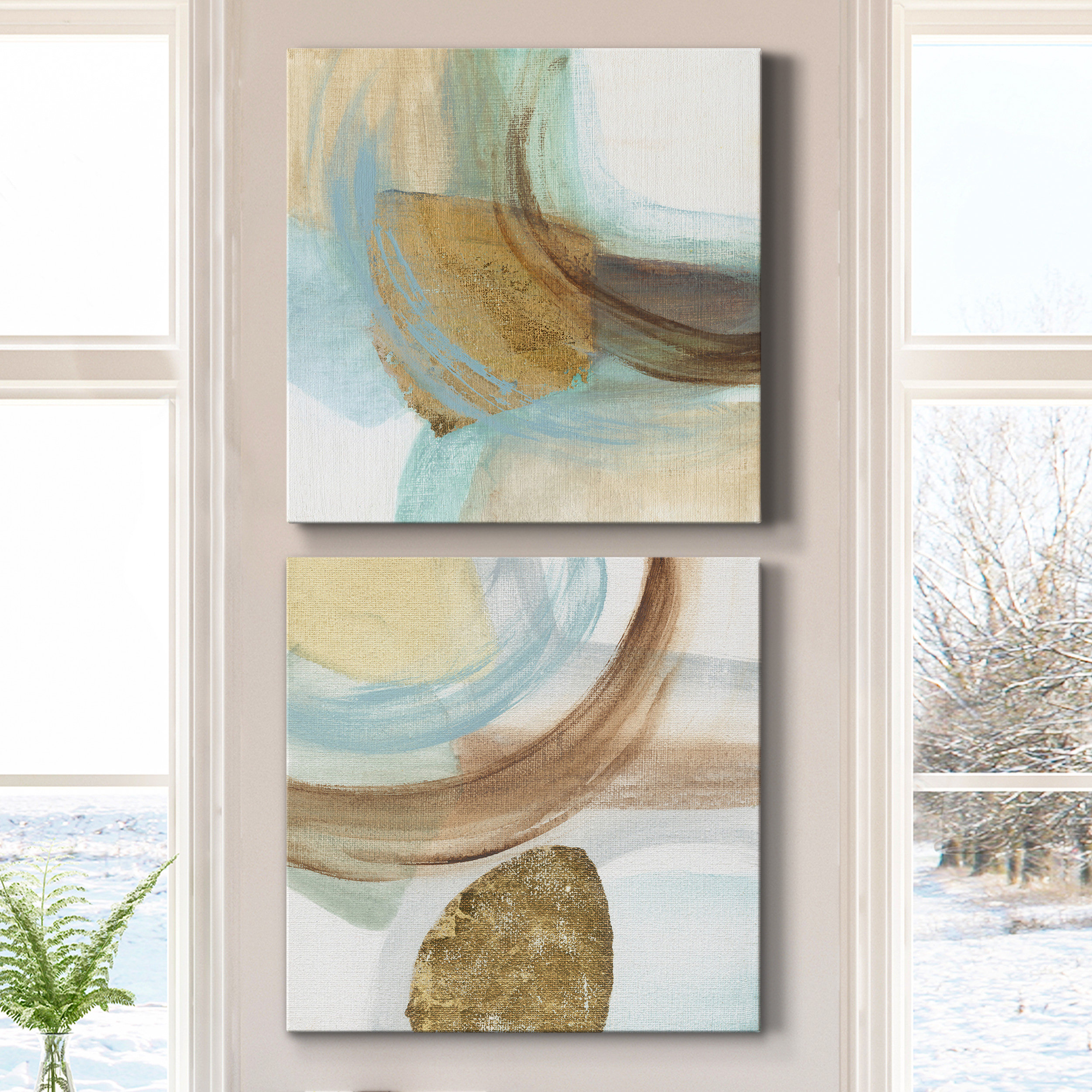 Ivy Bronx Blue Rythm I - 2 Piece Painting Set on Canvas | Wayfair