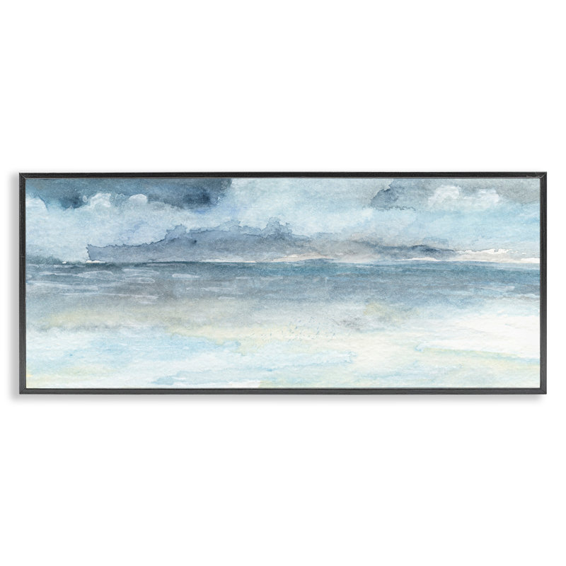 «Abstract Cloudy Ocean Waves» par Regina Moore - peinture à cadre flottant sur bois, Giclée encadrée noir minuit