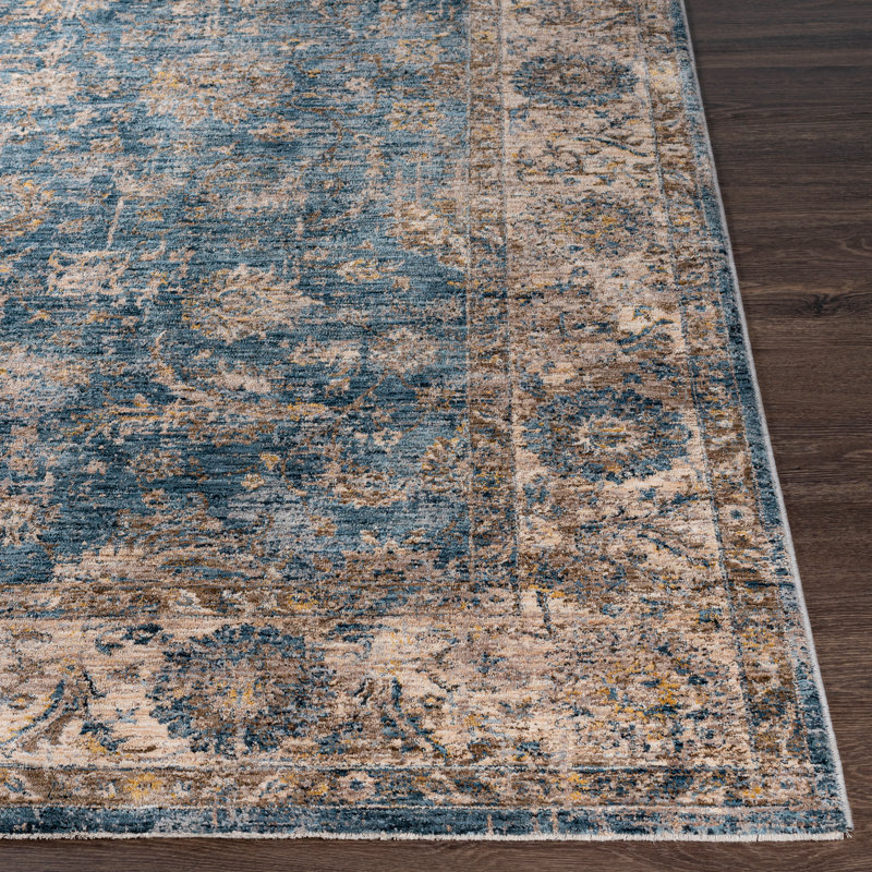 Tapis brun / bleu Allie, Rectangle 6 pi 7 po x 9 pi 6 po, Brun et bleu