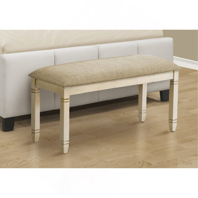 Bench, 41" Rectangular, Kitchen, Dining Room, Entryway, Bedroom, Upholstered, Wood, Solid Wood, Linen-Look Fabric, Transitional
