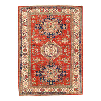 Oriental Handmade Rectangle 6'9" x 9'5" Cotton/Wool Area Rug in Rust/Brown/Blue