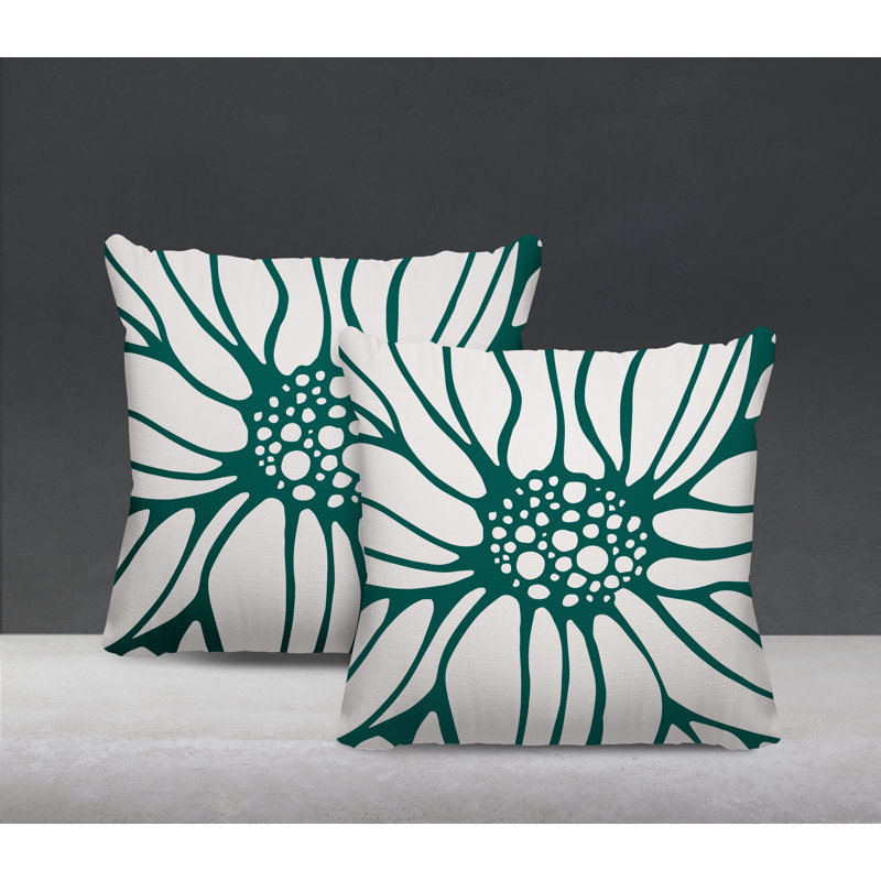 Housse et insert de coussin décoratif intérieur / extérieur en mélange de polyester, L 15 po x H 15 po, Émeraude