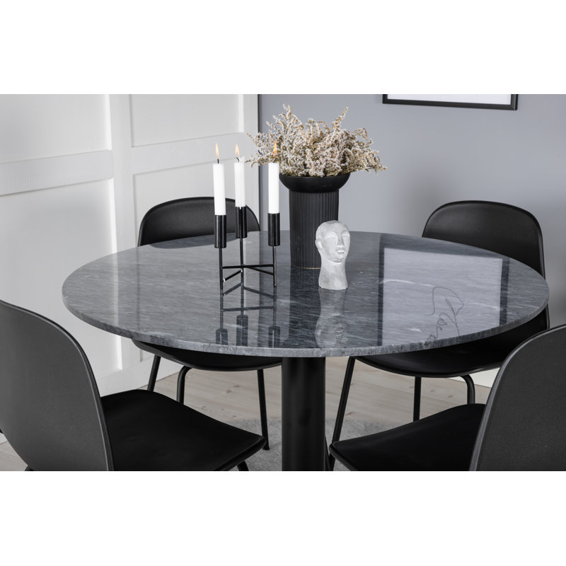Roth 4 - Person Dining Set, Grey, Black
