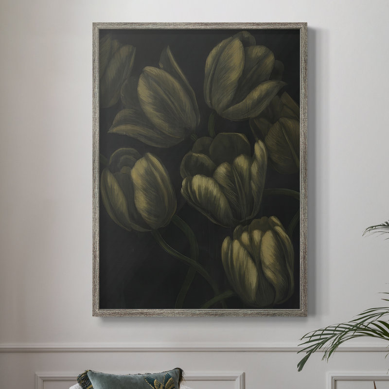 Reproduction encadrée de tulipes dorées II - bois massif 2991359, H 15 po x l 12 po
