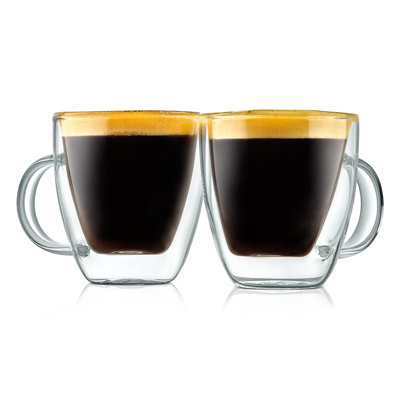 Double Wall Insulated Cups - 2Pcs 5.2 Oz High Borosilicate Glass Sweat Free Mugs Clear Drinkware For Hot/Cold Drinks, Coffee, Espresso, Cappuccino, La -  Latitude Run®, 2C0D5277BBEB4D36ACAF3BE6F1AD56EA