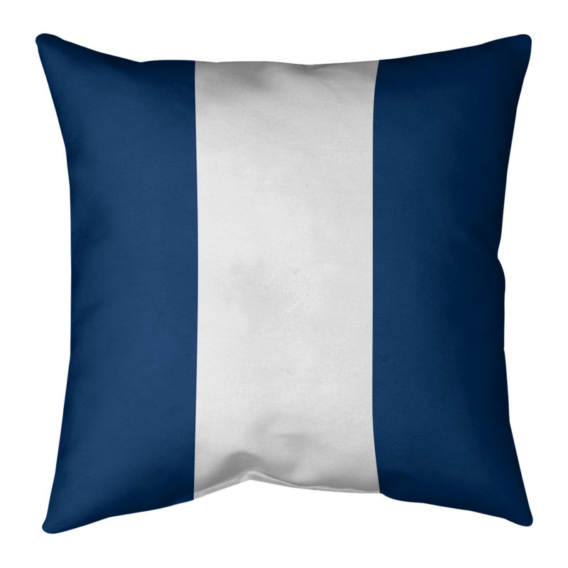 Striped Linen Reversible Throw Pillow, 20" x 20", Navy/White