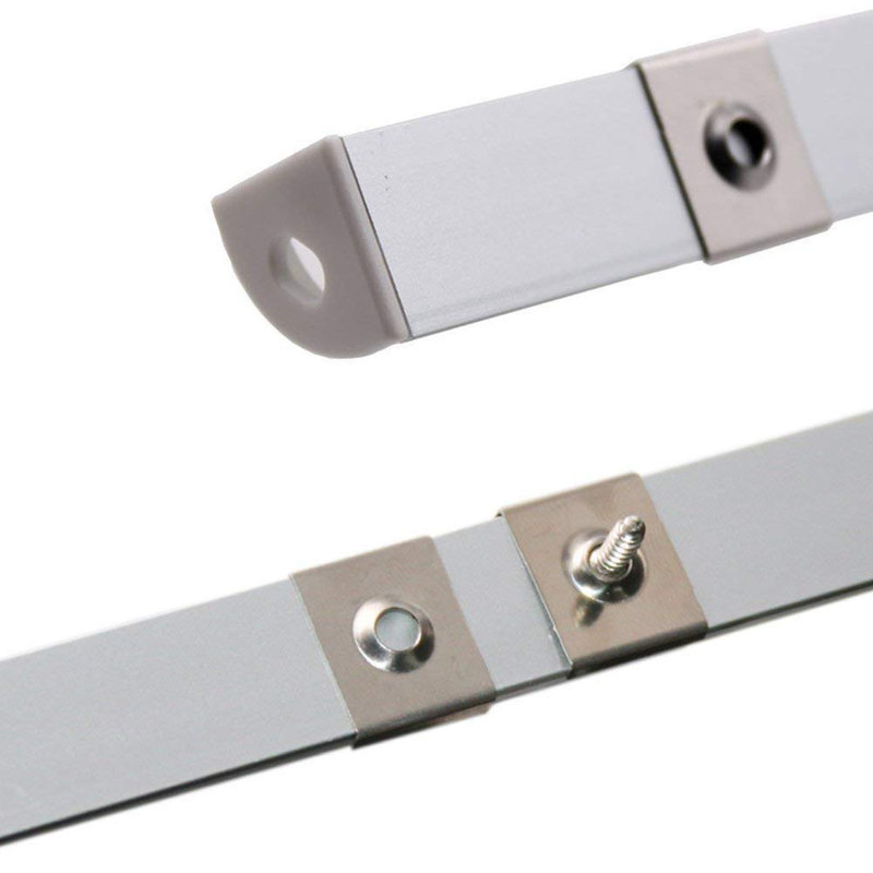 Ensemble de 10 systèmes de canaux en aluminium en forme de V de 3,3 pi avec couvercle de diffuseur et pinces de fixation pour bandes à DEL (33 pi au total)