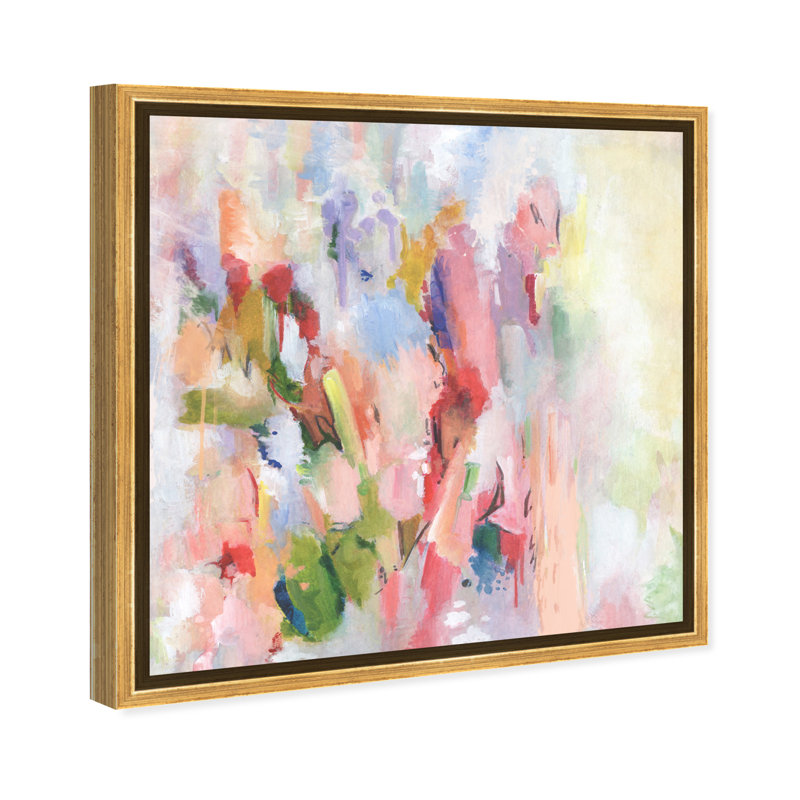 Beauté florale abstraite - impression sur toile, Toile avec cadre flottant, H 25,5 po x l 25,5 po, Doré